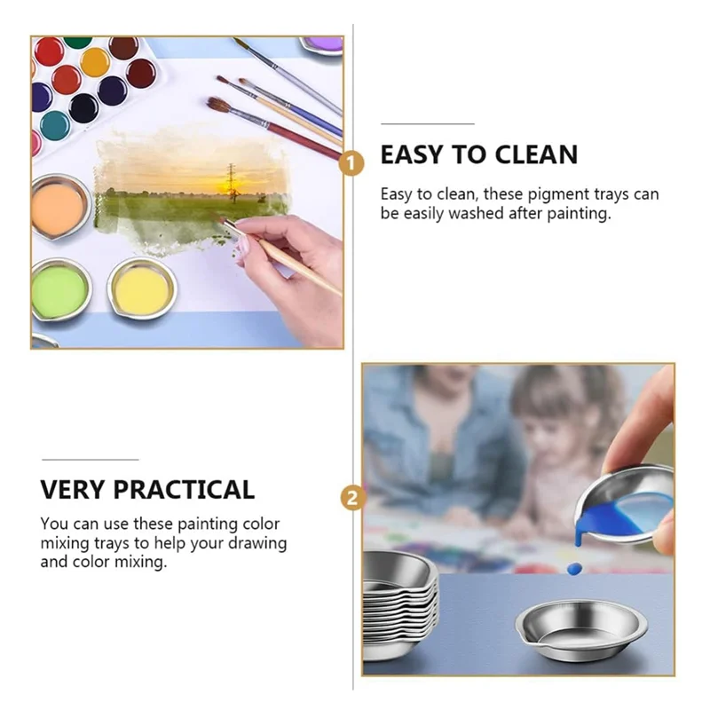 

Well Made-30 PCS Stainless Steel Painting Color Palette, With Mouth 2 In Painting Trays Make-Up Pallets Mini Metal Paint