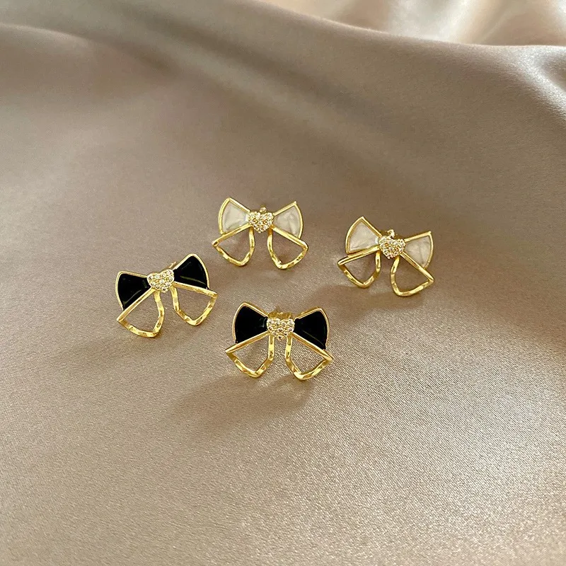 925 Sterling Silver Sweet Romantic Bow Cute Girl Stud Earrings for Women Fashion Chic Birthday Party Jewelry Accessories