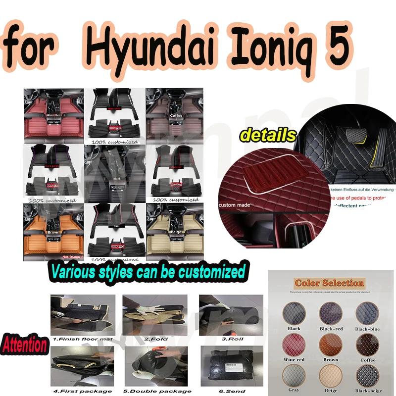 

LUXURY Custom Automotive Car Floor Mats For Hyundai Ioniq 5 2020 2021 2022 Auto Luxury Leather Men Women Car Mats Full Coverage