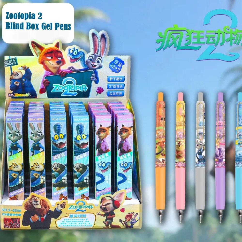 Disney 3pcs/set Retractable Gel Pen Set, Cartoon Donald Duck & Zootopia Design for Students, Black Ink