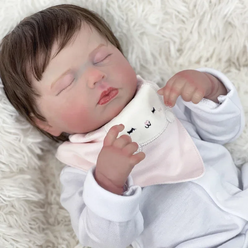 48 cm LouLou Finito Reborn Baby Dolls Corpo in vinile pieno Capelli radicati a mano Pelle 3D Vene visibili per le ragazze Regalo