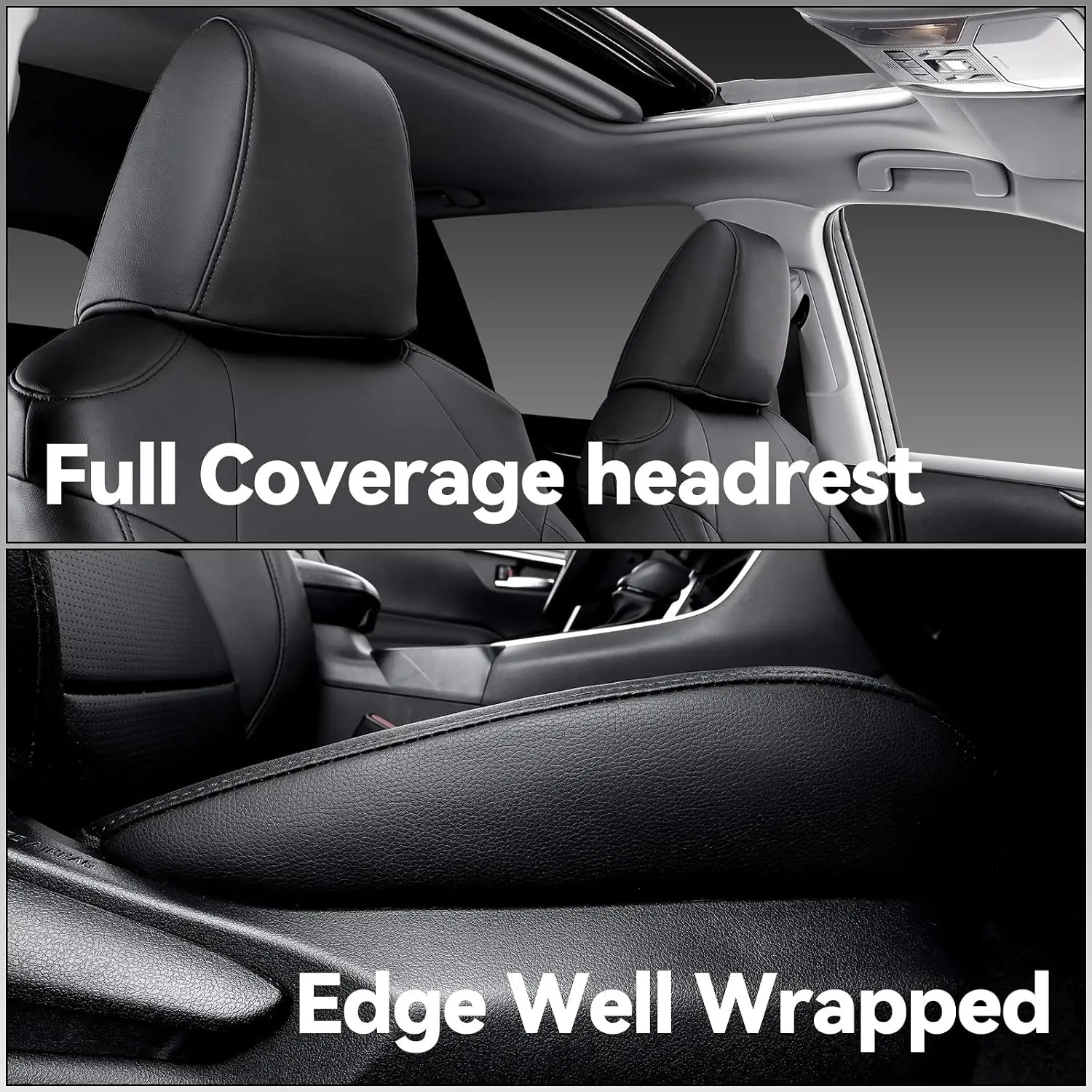EKR Custom Fit for Nissan Rogue Car Seat Covers 2014-2026 S/SV/SL/Platinum/ Full Set Leather Car Seat Protector cover view 2