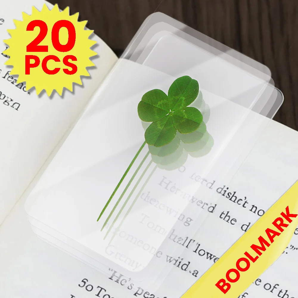 20-1Pcs Lucky Four-Leaf Clover Postcards Transparent Wishing Cards Ideal for Bookmarks Decorations Holiday Gifts for Best Friend