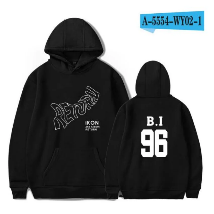 KPOP IKON 2nd Album Return Oversized Women/Men Hoodie Sweatshirt Streetwear Hip Hop Pullover Hooded Jacket K-POP Clothes