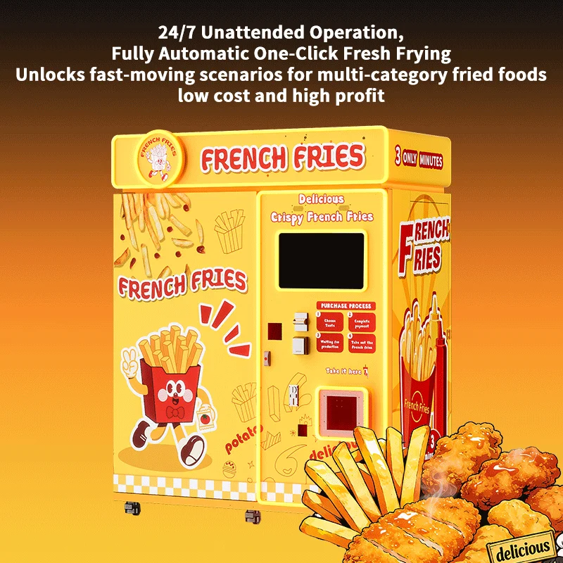French Fries and Nuggets Vending Machine Commercial Grade Outdoor Autonomous Unit Fully Automatic Customized