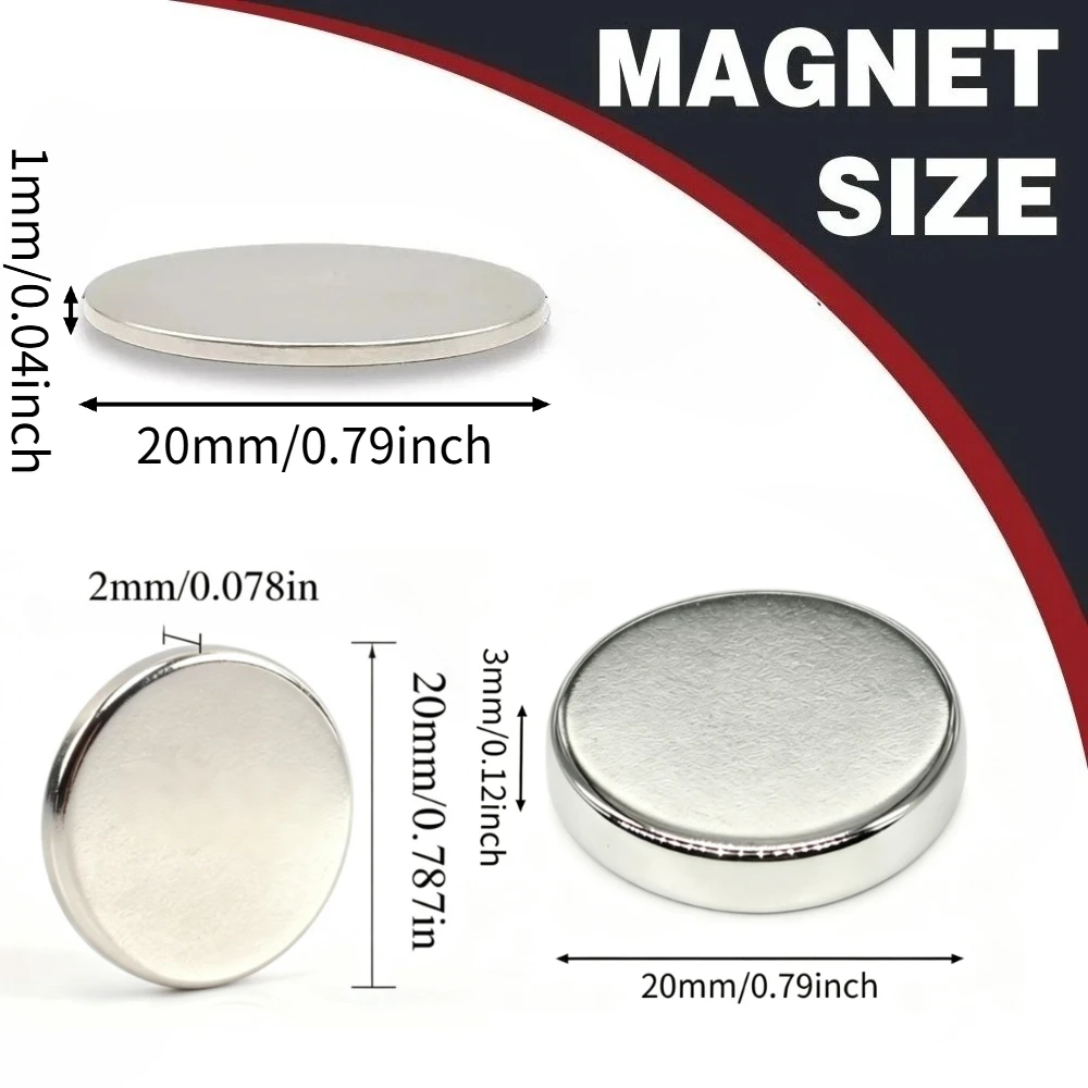 10pcs/20pcs Circular Magnets 20x1 20x2 20x3mm, Practical Magnetic Supplies for Fridge Use, Handicrafts, Warehouse Tool Storage