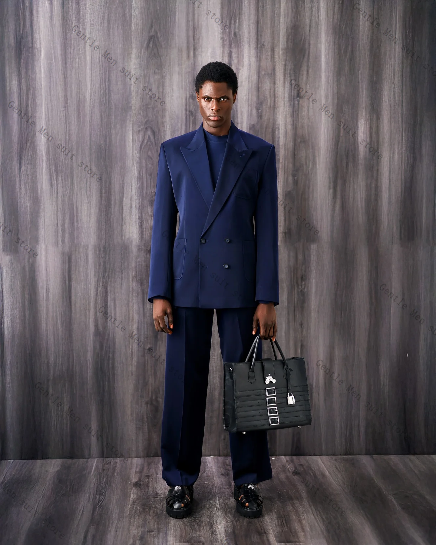 

Navy Blue Men Suit Set 2 Pcs Blazer+Cotton Pants Trousers Wedding Tuxedo Formal Business Office Jacket Prom Coat Customized