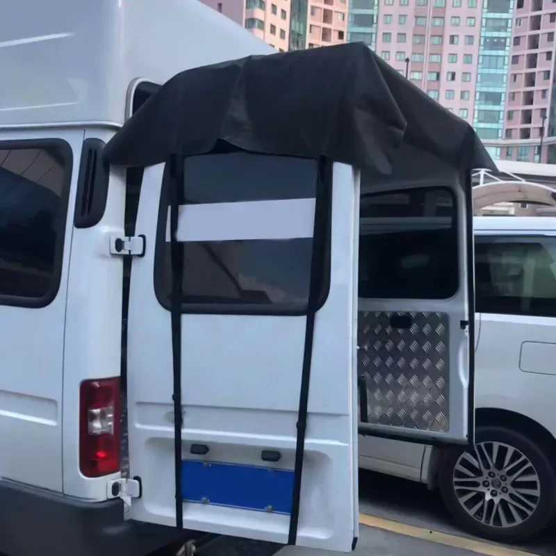 600D Waterproof Durable RV Rear Barn Door Awning Cover for VW for Ford Black Rear Barn Door Awning Cover Waterproof Sunshade