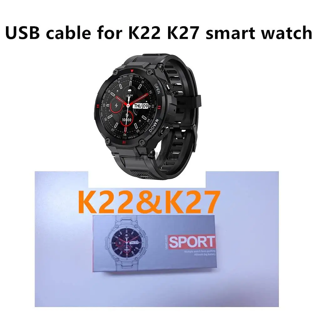 Carregador de relógio inteligente militar, cabo USB para Smartwatch, K22 e K27, K28