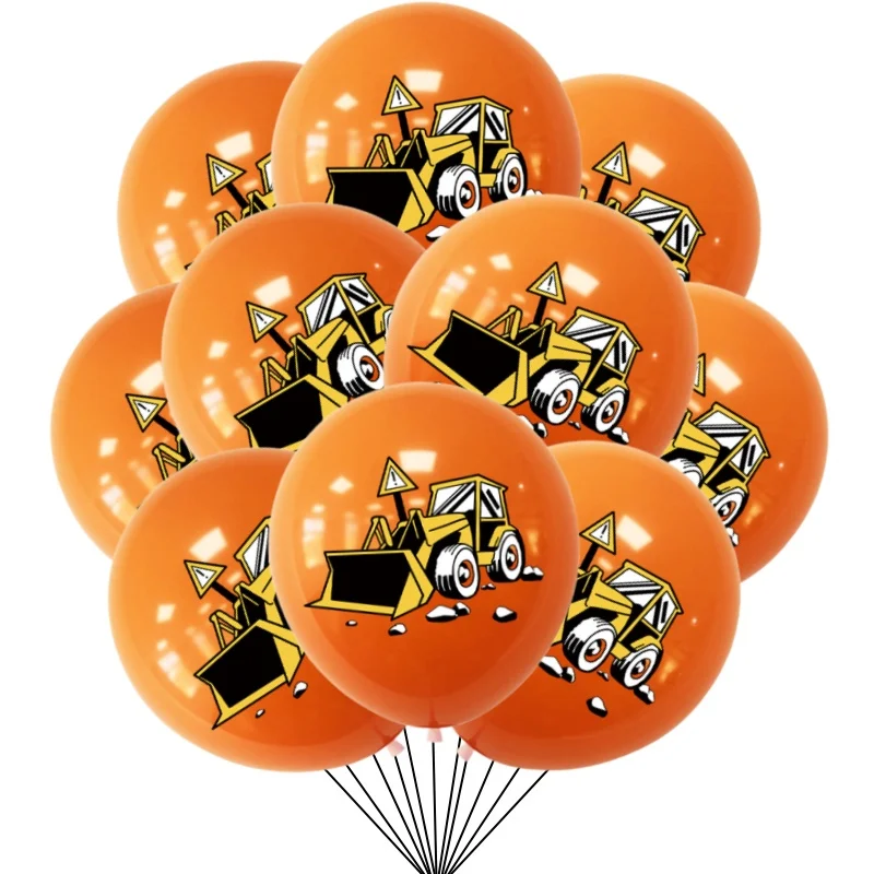 10/30 Stücke Bau Traktor Thema Bagger Luftballons Rennwagen Ballon Bau Autos Luftballons Set Jungen Geburtstag Globlos – Detail 5