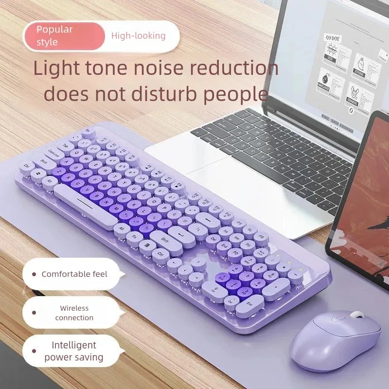

Punk Desktop Laptop Office Color Fingerboard Wireless Keyboard and Mouse Set