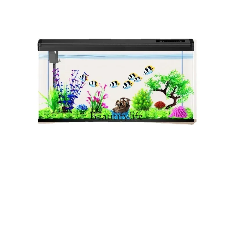 

LD33Fish Tank Aquarium Small and Medium-Sized Floor Change Water Ecological Glass Cylinder without Cabinet