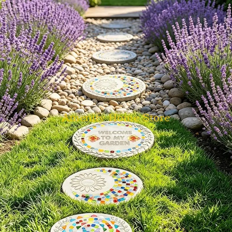 F26C Plastic Garden Stepping Stone Mold Creative Paths Maker Set For Outdoor Yard