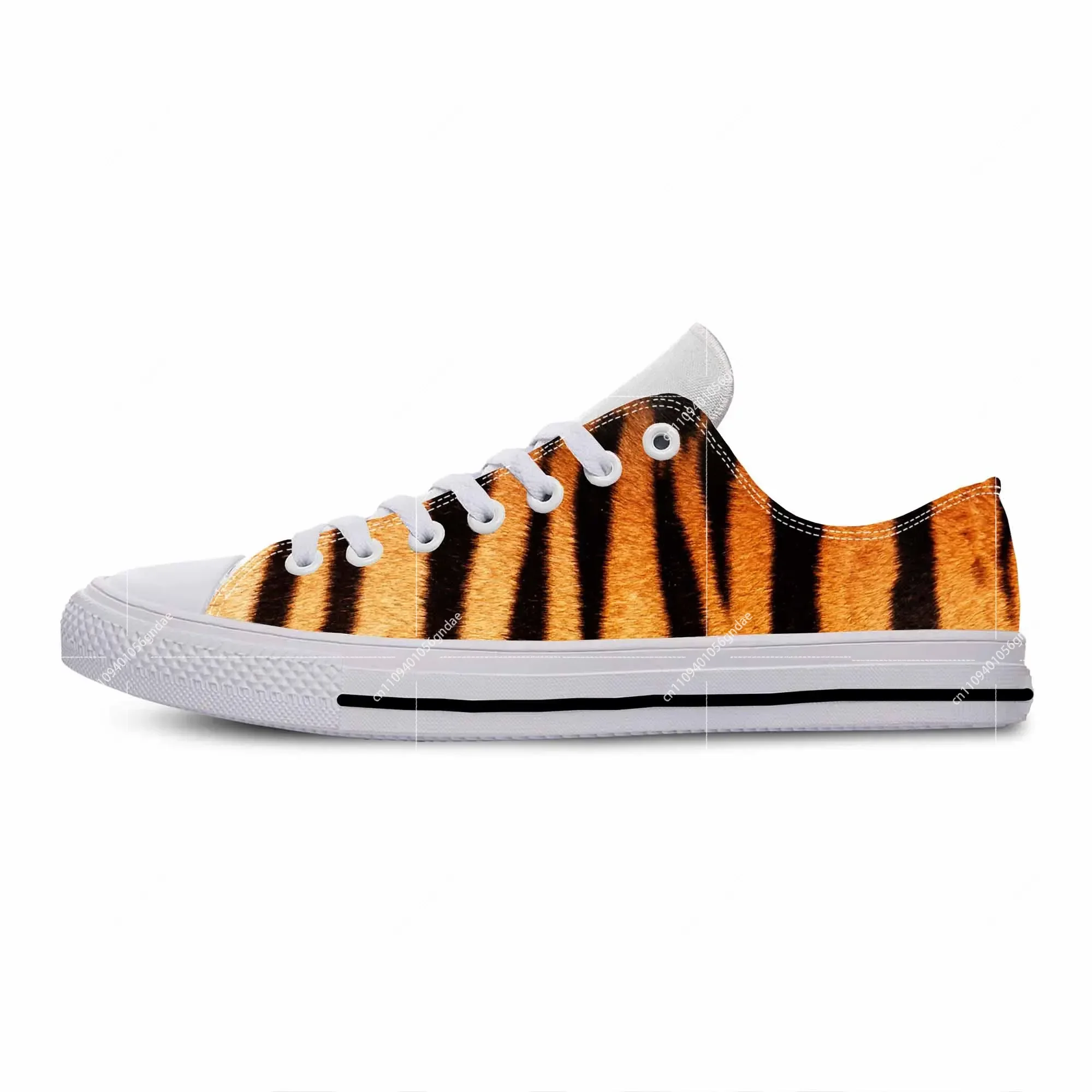 Animal Tiger Stripe Low Top Sneakers, Comfortable Breathable 3D Print Casual Shoes for Men Women view 2