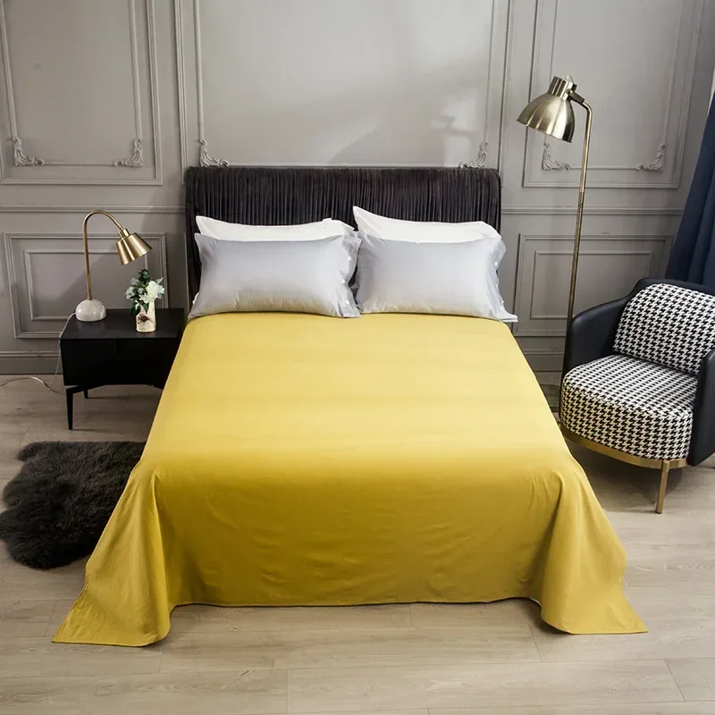 Pure Cotton Flat Bed Sheet Summer Bedspread Soft Bed Linens 2 People Couple Luxury Double Bed Bedding King Size Bedsheet