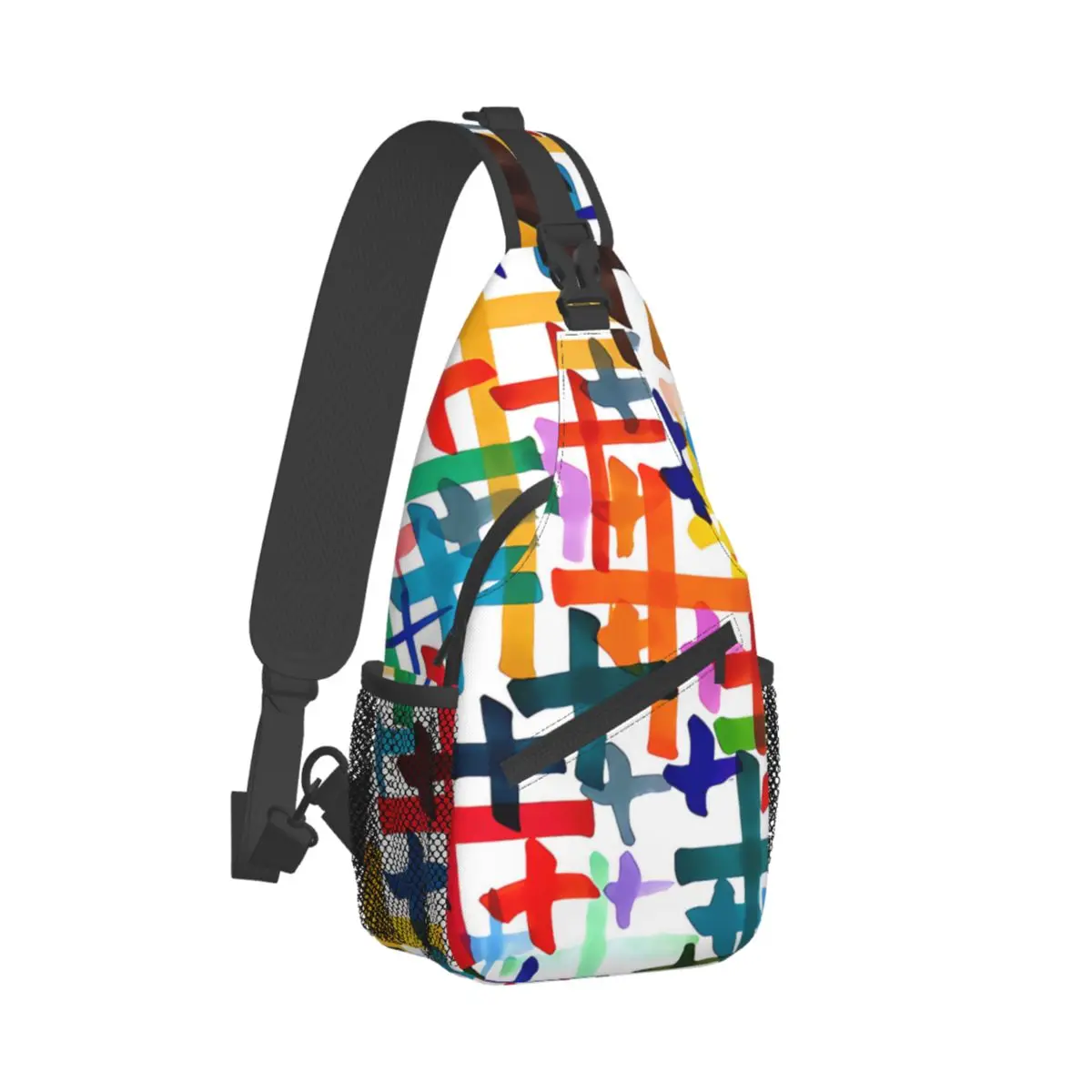 Cross Crucifixion Crossbody Bag Sports Colorful Crosses Pattern Chest Bag Unisex Women Man Fashion Shoulder Backpacks Travel