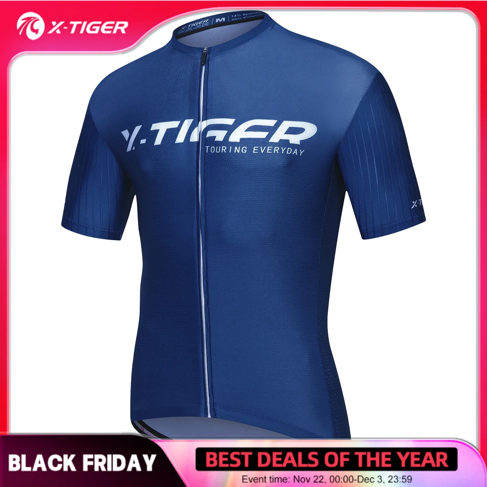 Ｘ-TIGER Men's Cycling Jerseys Short Sleeve with 4 Rear Pockets Moisture Wicking Breathable Quick Dry Biking Shirt