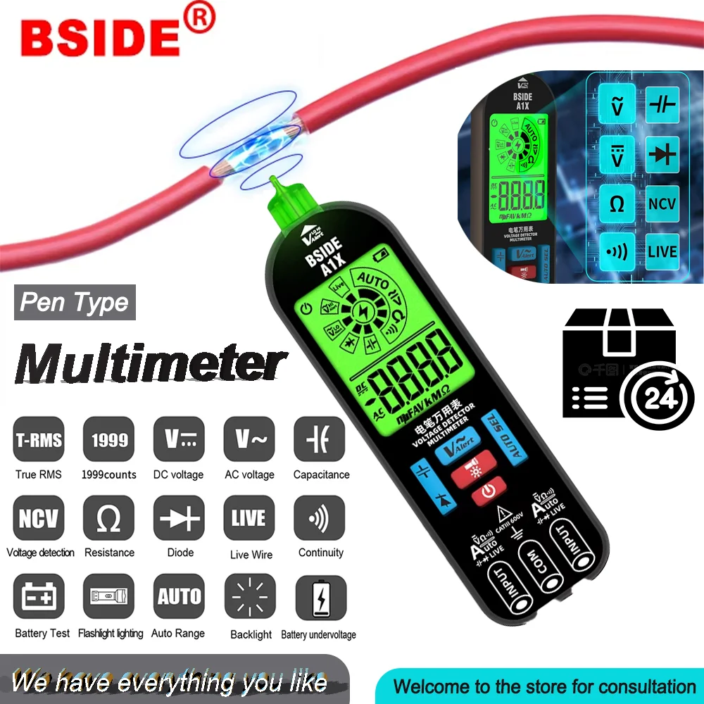 

Test Pen NEW Handheld Electric Professional Voltage Resistance Diode Tester Live Wire Flashlight Digital Multimeter BSIDE A1X