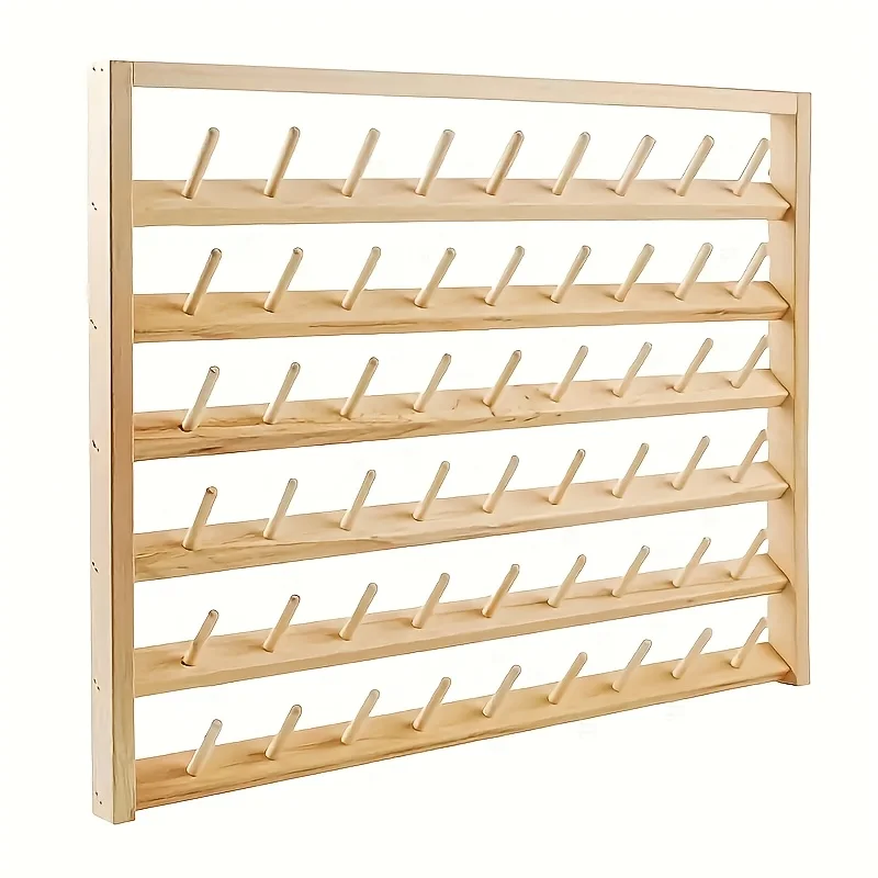1 Item: Wall-mounted Pine Folding Spool Rack for Sewing Thread, Waxed Thread, Bobbins and Other Thread Storage; Wig Stand;