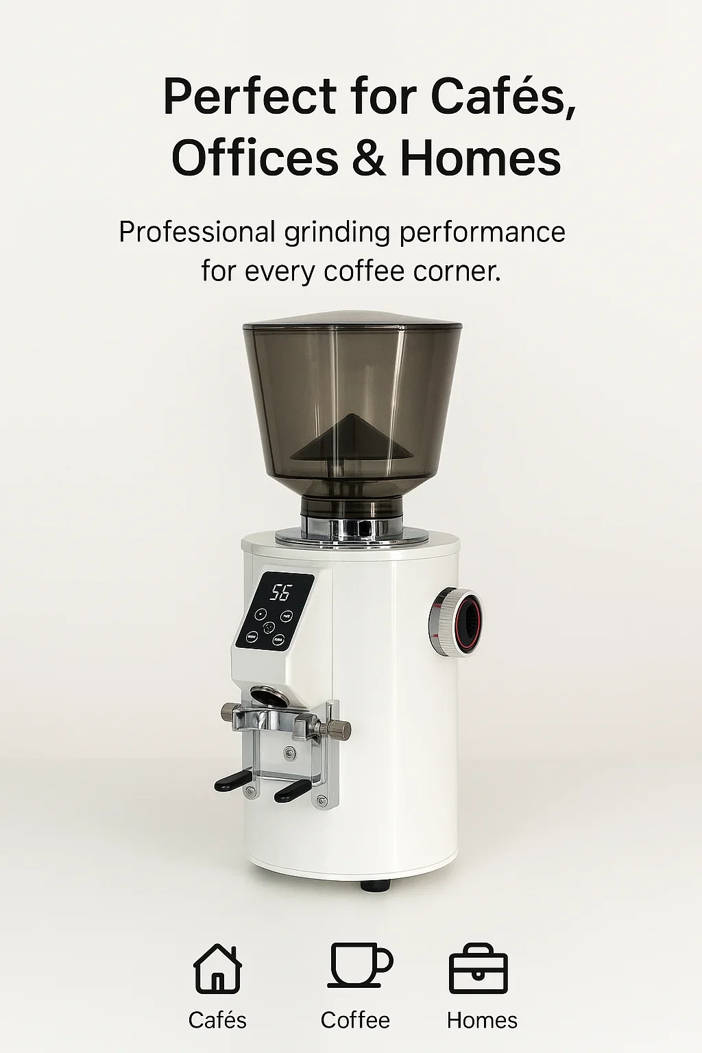 K-64S Electric Coffee Grinder Commercial 64mm Flat Burr Coffee Grinder 500g Hopper Anti-Static for Café Coffee Mill
