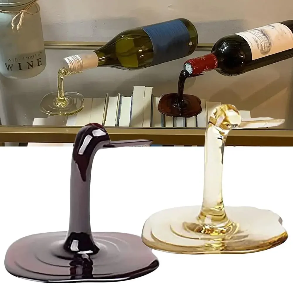 2024 new Fun Spilled Wine Bottle Holder Fashion Unique Way ABS Wine Bottle Stand Creative Display Your Favorite Wine Bottle Rack