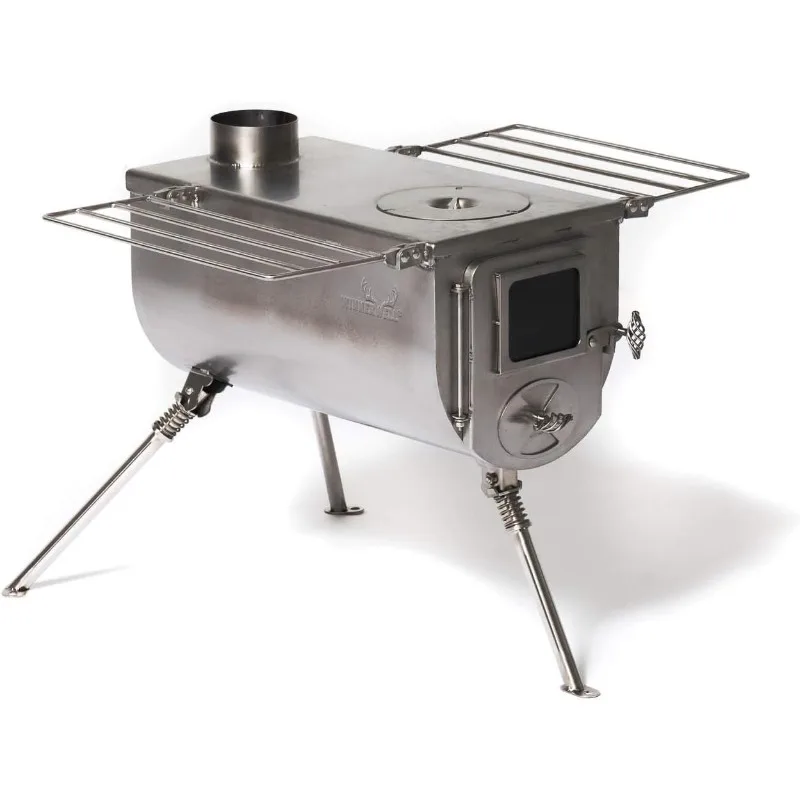 Woodlander Large Tent Stove Portable Wood Burning Stove for Tents, Shelters, and Camping  1500 Cubic Inch Firebox