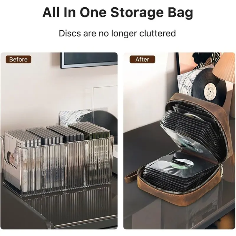 B92B-DVD Holder Case Portable Disc Case Disc Storage Case CD/DVD Storage Holder Zippered Disc Organizer