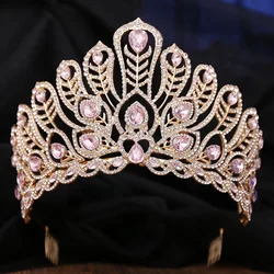 DIEZI Baroque Luxury Big Peacock AB Crystal Tiara Crown For Women Elegant Queen Princess Tiara Wedding Party Hair Dress Jewelry