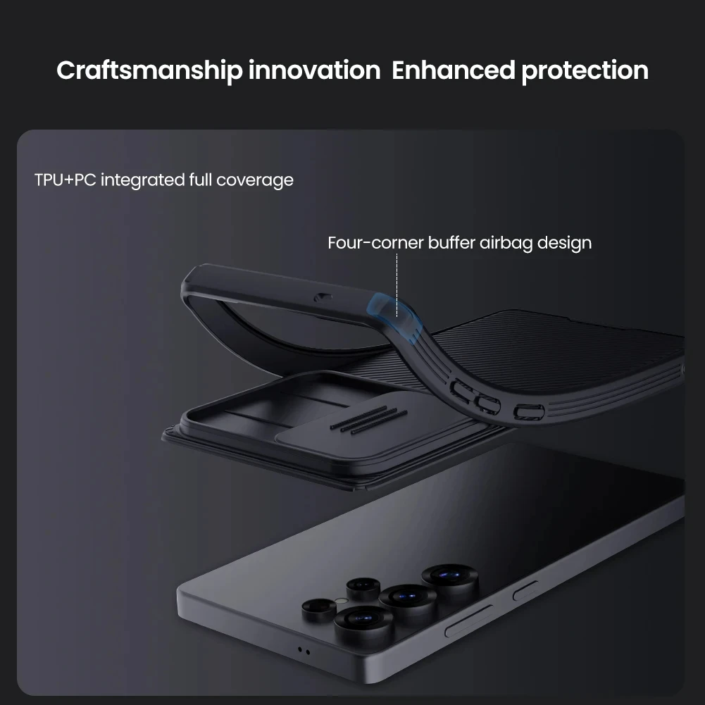 NILLKIN Magnetic Case for Samsung Galaxy S25 Ultra, Slide Cover for Camera, Privacy Protection, Non-Slip Shell, Shock Proof