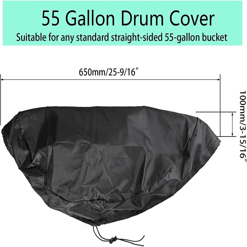 

Oxford Cloth Bucket Cover 55 Gallon Drum Lid Waterproof UV Rain Snow Reusable Storage Container Tank Cover