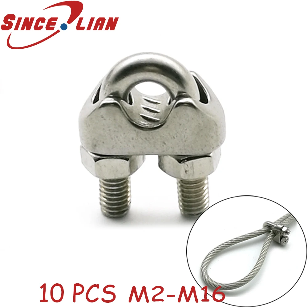 304 Stainless Steel Metal Rope Clamp Pipe Clamp Cable Clip Silver M2/3MM/4MM/5MM/6MM/8MM/10MM/12MM /14MM/16MM 10PCS