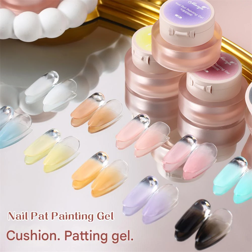 1Jar وسادة الربت هلام البولندية أومبير أسود أبيض الخوخ بات بات هلام طلاء الأظافر رسم بطانة الفرنسية مسمار وسادة التدرج هلام #3