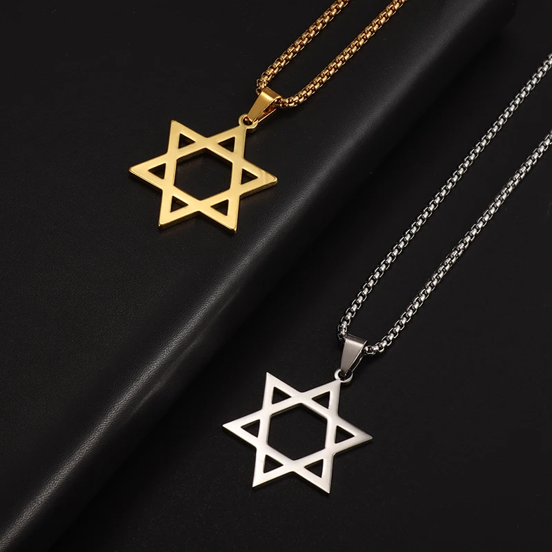 Trendy Mogan David Star Pendant High-Quality Alloy Israel Jewish Star of David Necklace for Men Jewelry