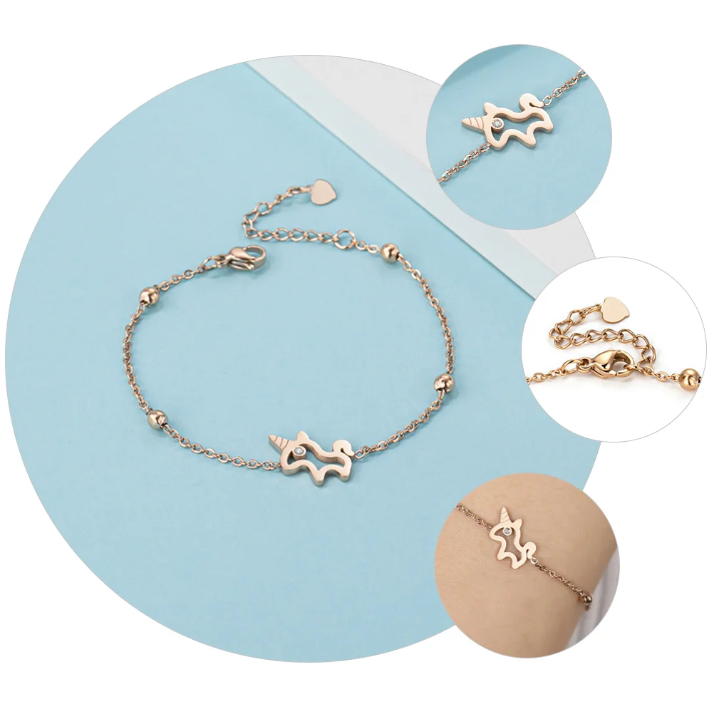 

Unicorn Wrist Chain Bracelet Girl Bangle Adjustable Golden Stainless Steel Hand Jewelry Bracelets