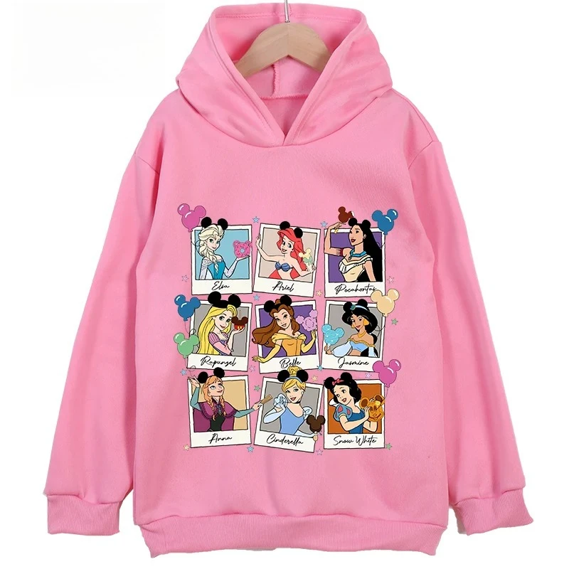

Модная осенняя детская одежда принцессы Диснея, повседневный и удобный пуловер с капюшоном, топ для девочек с героями мультфильмов