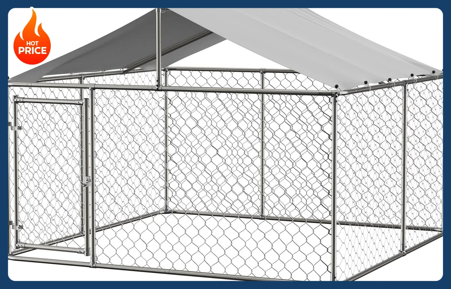 

[Hot Sale!][New Arrival!]Large Outdoor Dog Kennel, Heavy Duty Galvanized Steel Dog Enclosure with Waterproof UV-Resistant Cover,