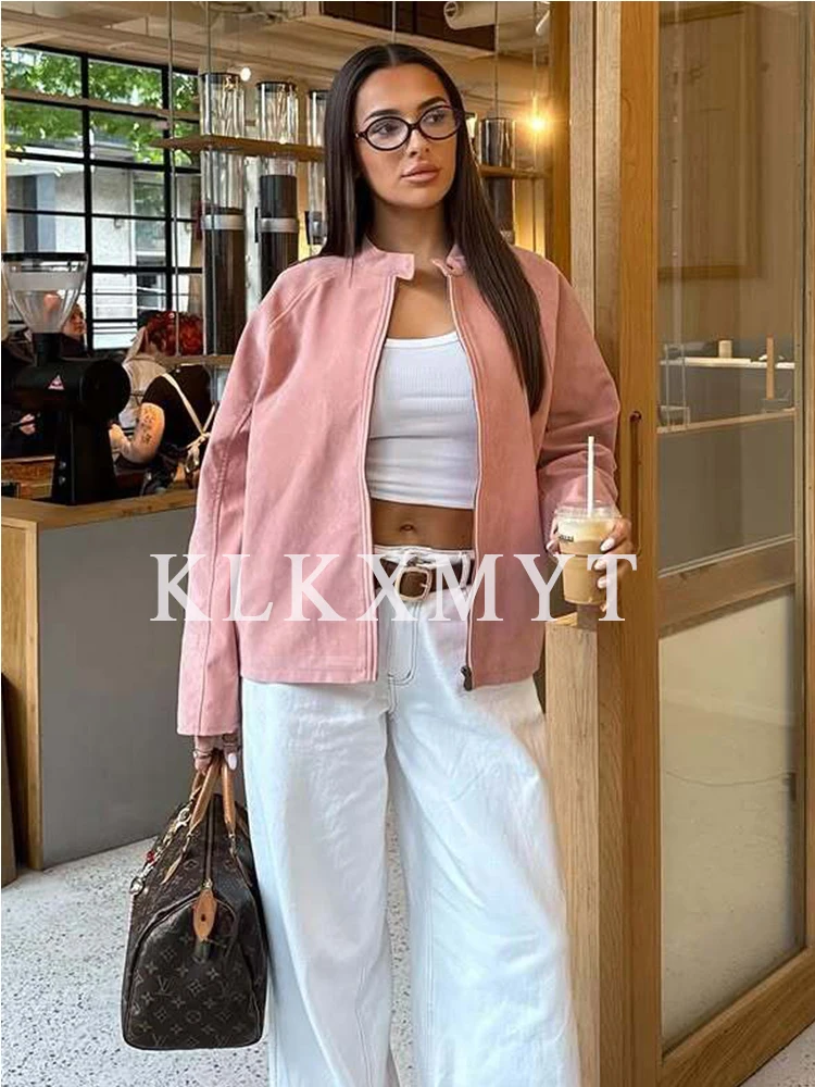 المرأة سترة أنيقة تحمل شعار لعبة البيسبول 2025 خريف شتاء جديد بلون طويل الأكمام سستة التلبيب سترة قصيرة المرأة هايت الشارع الترفيه معطف #2