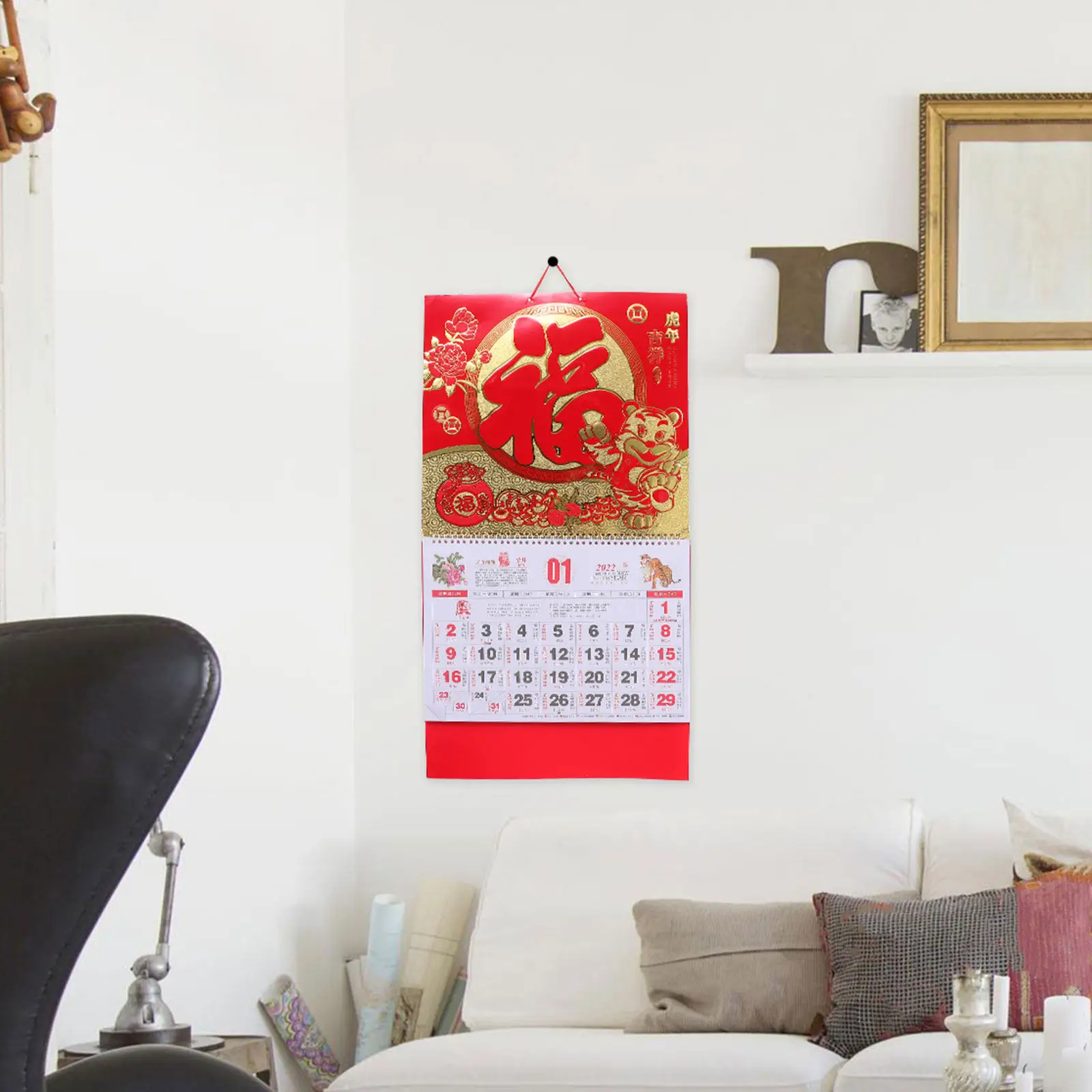 

2 шт. 2022 Китайский настенный календарь на год Тигра, с высококачественной печатью, на спирали, для дома и офиса, традиционный ежедневный календарь