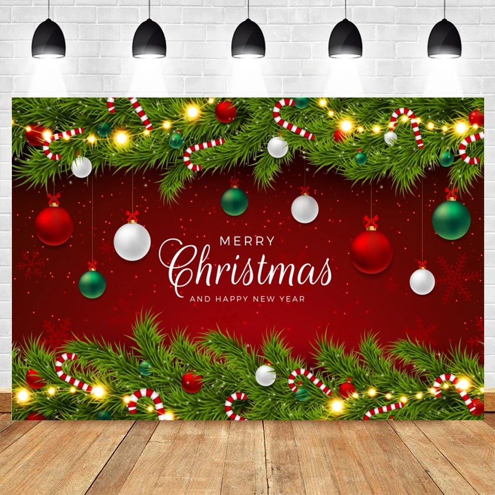 Merry Christmas Backdrop Winter Snowflake Shining Bokeh Glitter Star New Year Red Xmas Ball Kids Portrait Photography Background