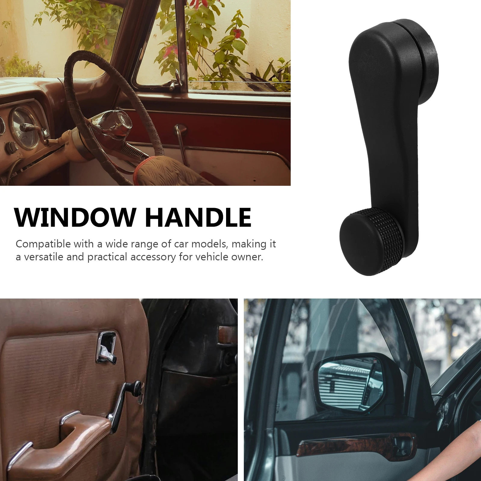 

Car Window Crank Handle 1 Pair ABS Smooth Surface Easy Install Universal Models Stylish Design Manual Replacement Interior