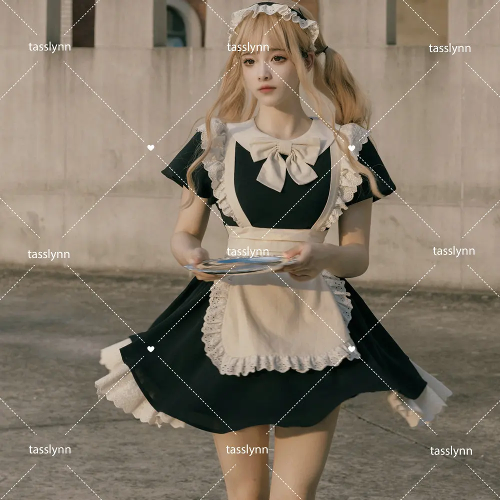 

Mori style Original Black White Lolita mature Maid Cosplay Sweet Dress for Geek Girls Halloween Costume Sexy Maid Dress