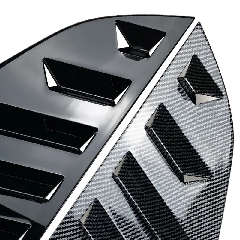 

Carbon look Glossy black For VW Polo MK6 2018 2019 2020 2021 2022 2023 Car Rear Window Louver Shutter Side Vent Cover Trim