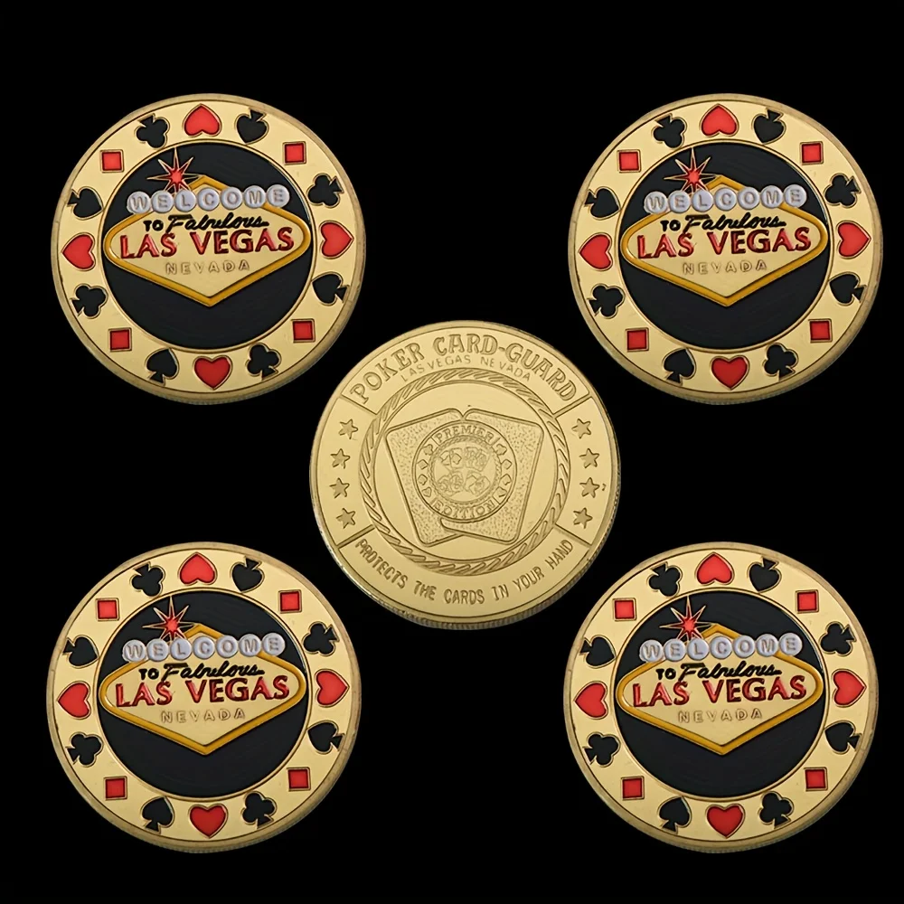 5 pçs bem-vindo ao nevada las vegas poker chip casino sorte poker cartão guarda protetor lembrança token moeda coleção presentes de festa