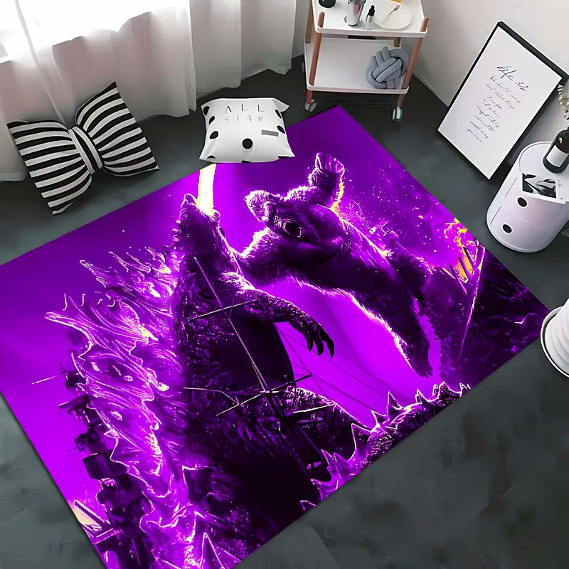 3D Printing Godzilla VS Kong Carpet for Living Room Bedroom Hallway Long Strip Mat Anti-slip Soft Rug Sofa Doormat Home Kitchen