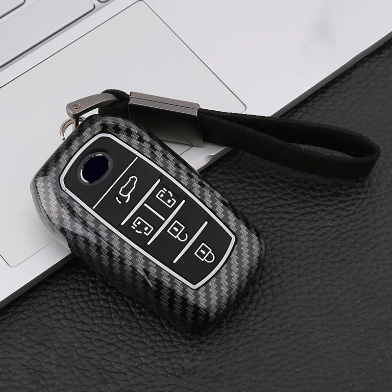 Carbon fiber ABS Car Remote Key Case Cover Bag For Toyota Corolla Rav4 Highlander Fortuner Hilux Land Cruiser Innova PRADO