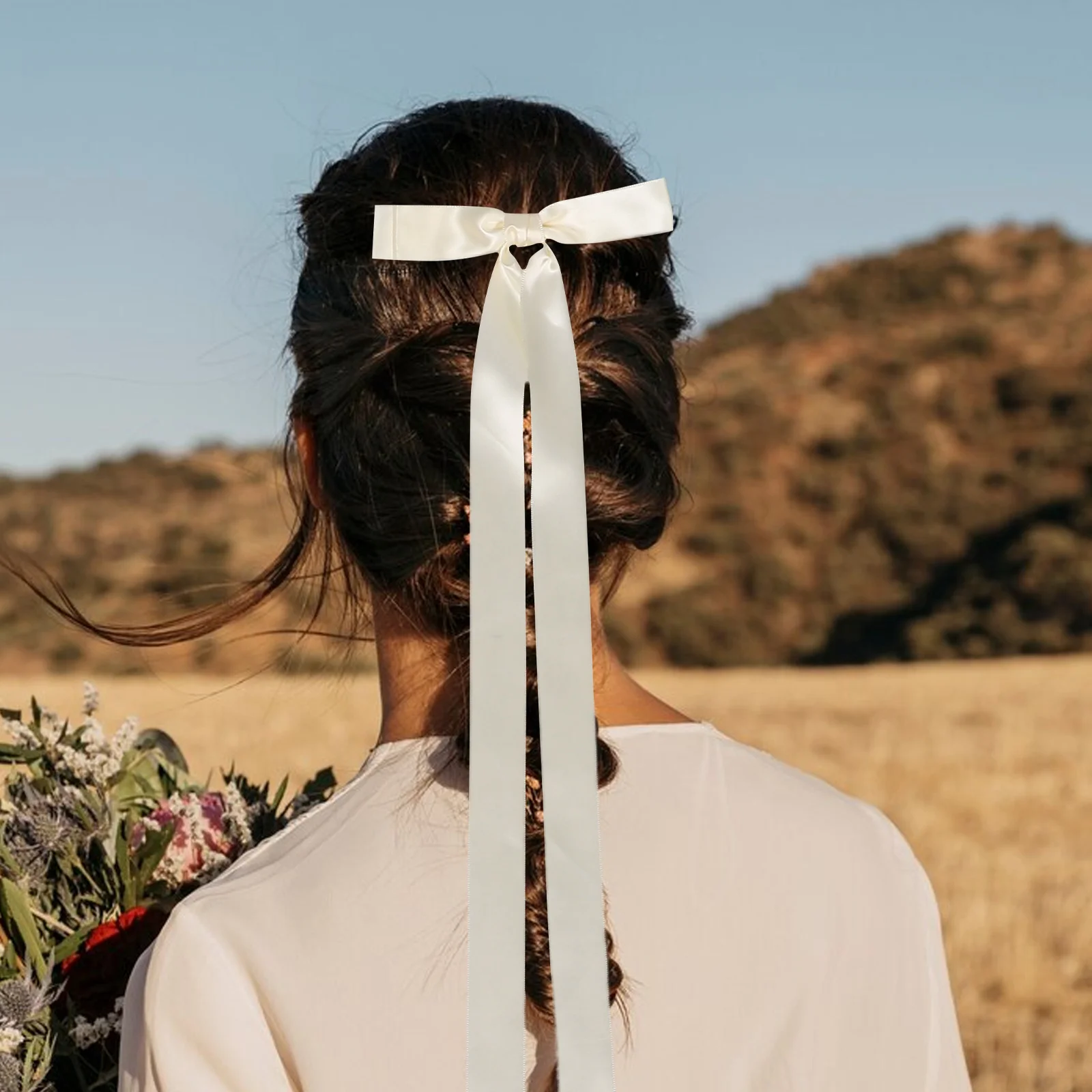 

3Pcs Satin Ribbon Hair Bow Clips Bowknot Hairpins Long Tail Hair Accessories for Wedding Party Cute Stylish Women