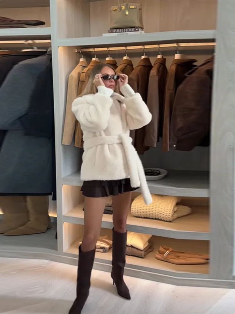 

Элегантное женское пальто с завязками на поясе, однотонная куртка с капюшоном и карманами, утепленная меховая куртка с длинными рукавами, женская куртка 202, осенне-зимняя женская верхняя одежда