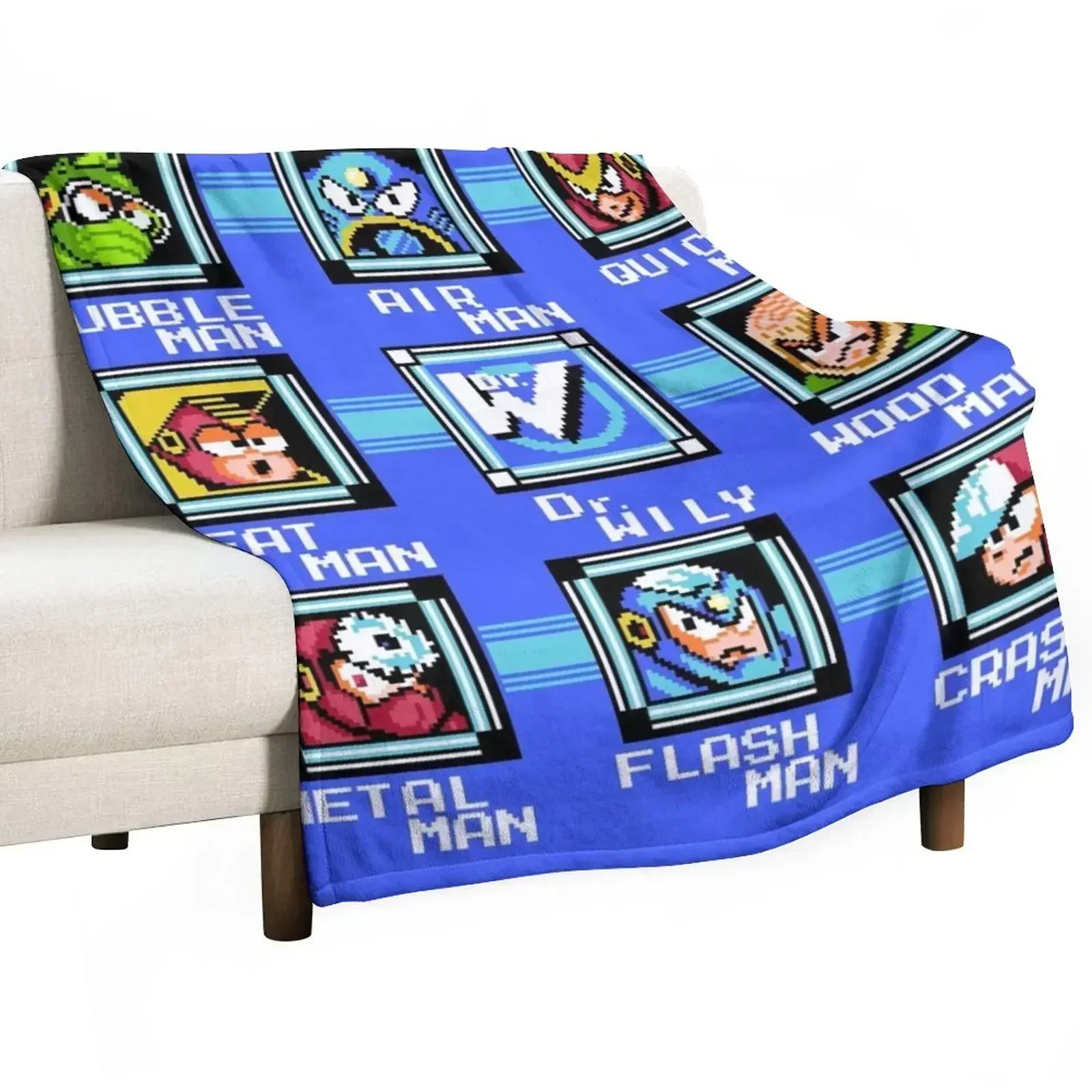 Mega Man 2 - Stage Select Throw Blanket Picnic blankets ands Plaid Blankets For Bed Blankets