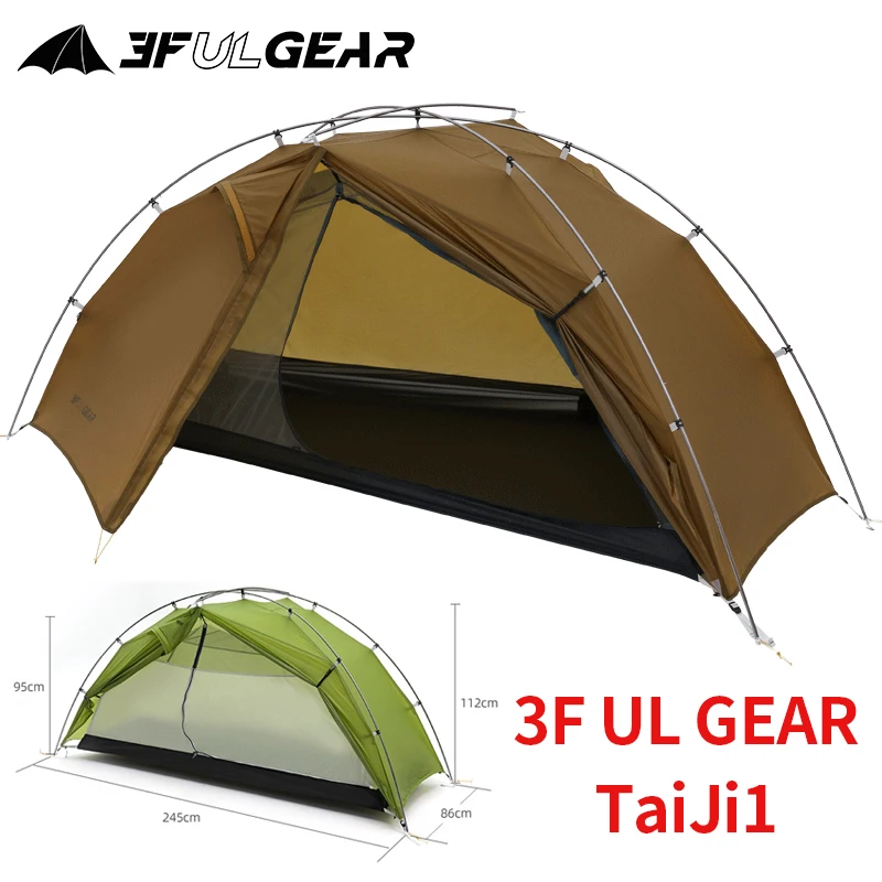 3F UL GEAR TaiJi1 Tent 1 Person Single Tent 15D 20D Nylon Silicone Waterproof 3/4 Season Ultralight Outdoor Camping Hiking Tent