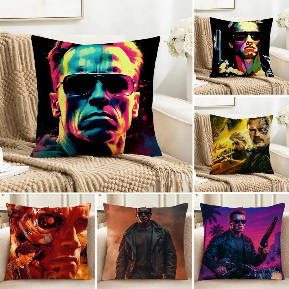 Housse de coussin artistique USA T-The T-Terminator, lavable, aspect lin, pour la décoration quotidienne du canapé, de la maison et de la pièce.